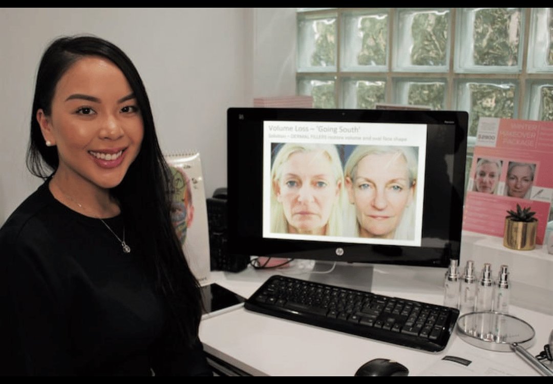 FaceLove clinician reviewing before and after results with a client