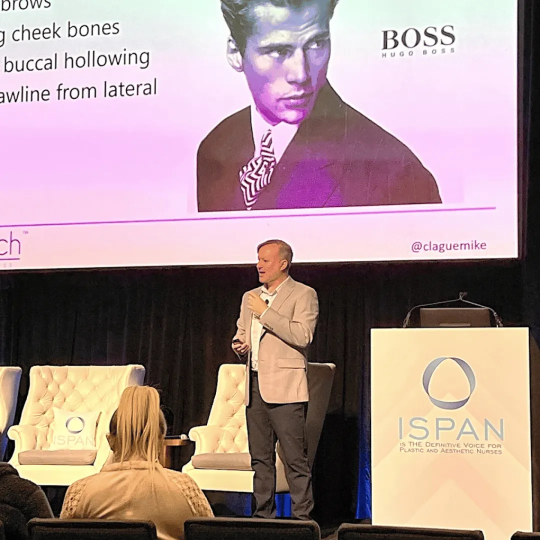 Michael Clague presenting at the ISPAN aesthetic nursing conference